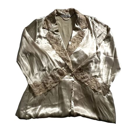 Vintage Victoria's Secret Pajama and Robe Set Gold Brown Lace Size M/L ...