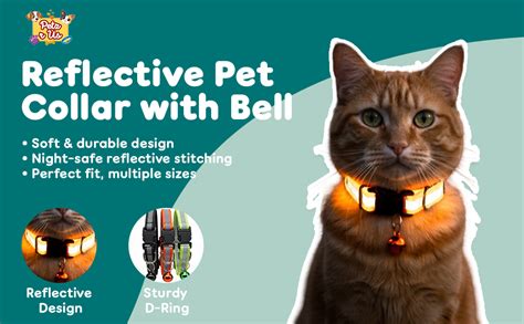PETZ R US Reflective Nylon Pet Collar with Bells | Pet Collar for Cats ...