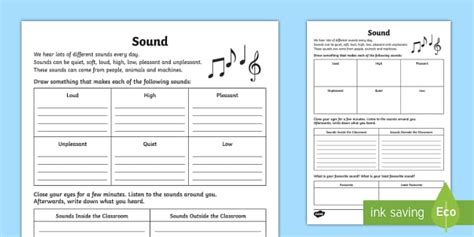 Types of Sounds Worksheet (teacher made) - Twinkl