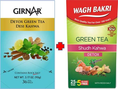 Girnar Desi Kahwa DETOX Tea - 36 Tea Bags Green Tea Bags Box Price in ...