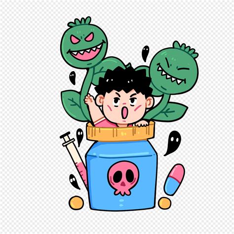 Hand Drawn Cartoon International Anti-drug Day With Thick Outline Of ...