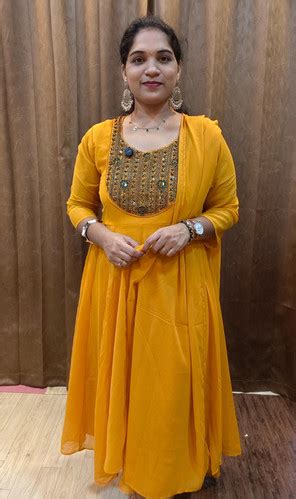 GEORGETTE KURTI WITH DUPPATA YELLOW | ThiyaTrendyCollection