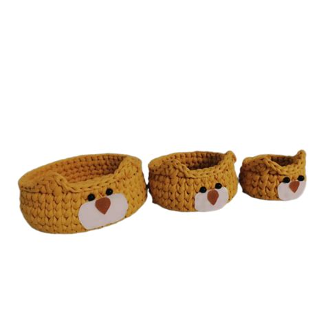 Bear Crochet Storage Basket Yarn Set of 3 - ShopiPersia
