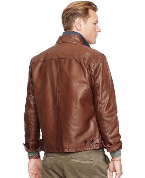Lyst - Polo Ralph Lauren Big And Tall Leather Barracuda Jacket in Brown ...