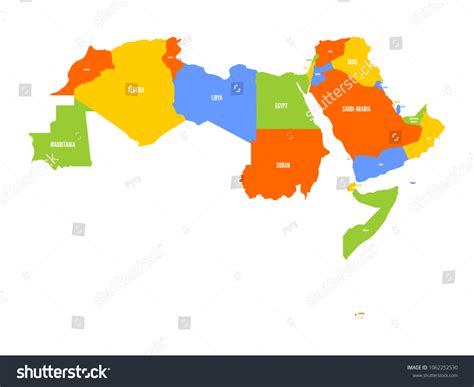 Arab World States Political Map 22 Stock Vector (Royalty Free) 1062252530