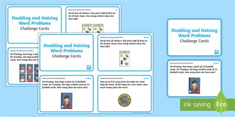 Doubling and Halving Word Problems Challenge Cards