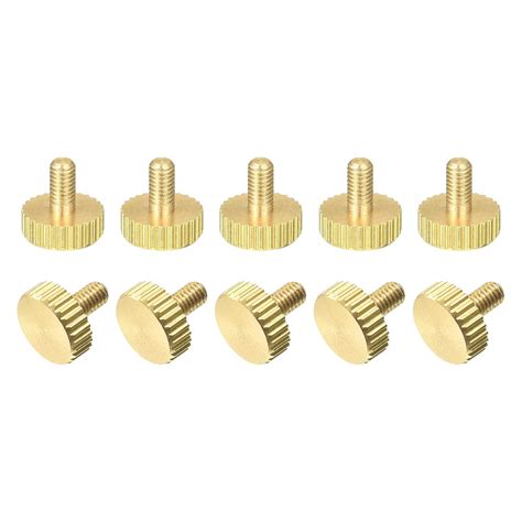 uxcell 10Pcs Brass Knurled Thumb Screws, M3x6mm Flat Grip Bolt Knobs ...