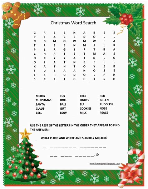 Florassippi Girl: Christmas Word Search - Free Printable