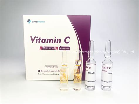 Vitamin C Injection, 500mg/5ml, Wholesaler Medicine Grade - China Glutathione and Vitamin C