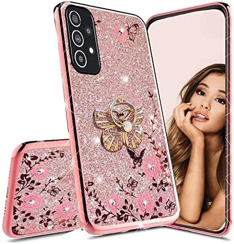 KC Back Cover for Samsung Galaxy M52 5G, Glitter Auora Butterfly Ring ...