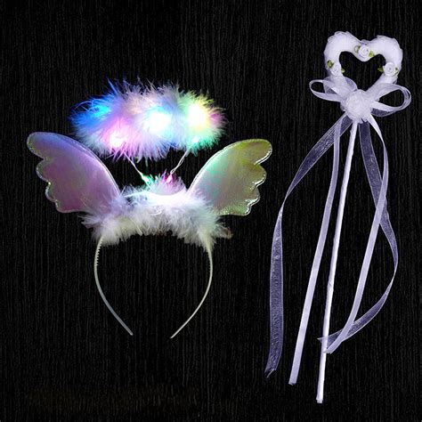 Buy LED Light up White Angle Style Costume Feather Angel Wings with ...