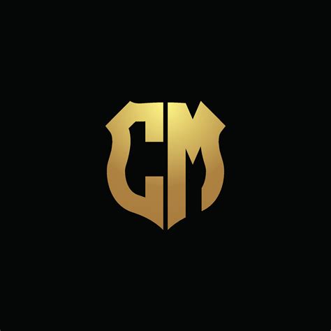 CM logo monogram with gold colors and shield shape design template ...