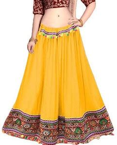 mskcreation Embroidered, Self Design Women Flared Yellow Skirt - Buy ...