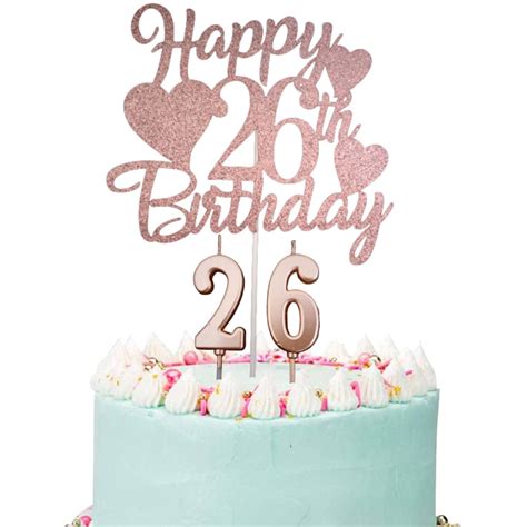 Buy Happy 26th Birthday Cake Topper, Rose Gold 26th Birthday Cake ...