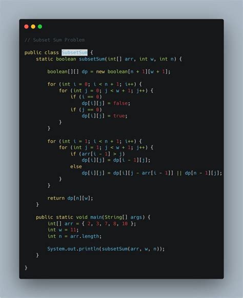 Subset Sum Problem Dynamic Programming 的图像结果