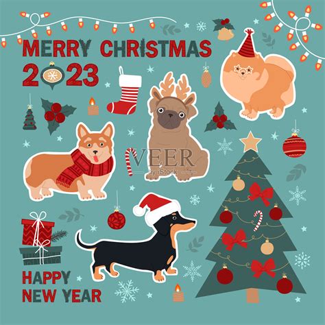 圣诞节装扮的狗狗高清图片下载-正版图片600431281-摄图网