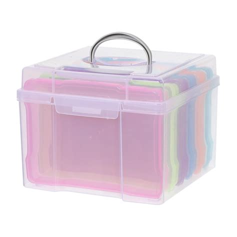 Greeting Card Storage Box File Holder with 6 Dividers with Lid Clear ...