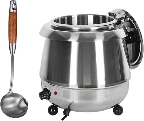 Amazon.com: 10L Stainless Steel Electric Soup Kettle, Commercial Soup Warmer with Spoon and Lid ...