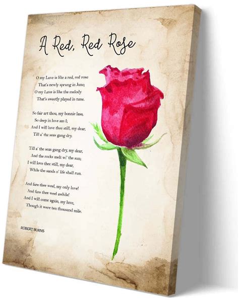 A Red Red Rose Poem Wall Decor Robert Burns Quotes Wall Art Poetry ...