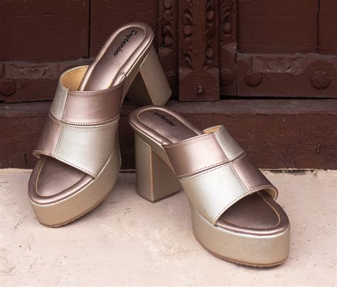 Buy Bold & Gold - Customised Block Heels - September Shoes