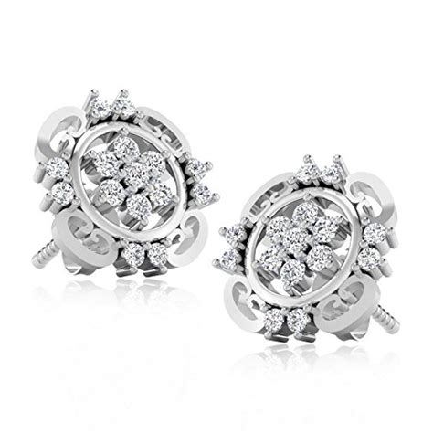 Buy IskiUski 14KT White Gold and American Diamond Stud Earrings for ...