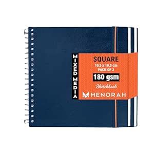 MENORAH Paper - Artist Sketchbook - Square- 180Gsm - Size (10.5 X 10.5 ...
