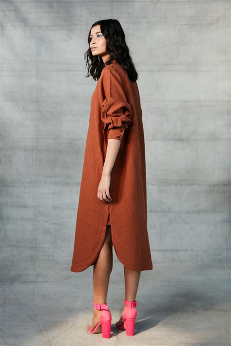 Cinnamon Linen Shirt Dress – Saphed