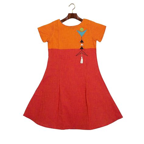 Buy KRISHYA Round Neck Regular Fit Short Sleeve Cotton Umbrella Kurta ...