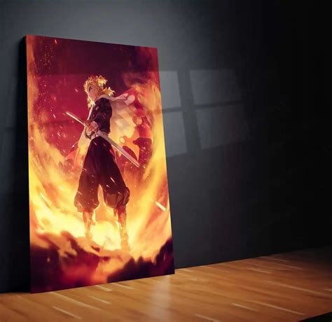Rengoku in Flames – Demon Slayer Heroic Stance Metal Frame | Flame Has ...