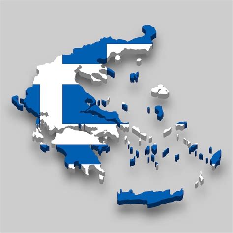 Isometrische 3D-Karte von Griechenland mit Nationalflagge. | Premium Vektor