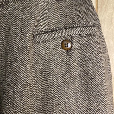 Wool Brown brown herringbone pants. Small size 6 by... - Depop