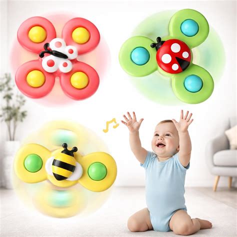 Buy NHR Baby Suction Cup Spinner Toys Set, Three Piece Bath Fidget ...