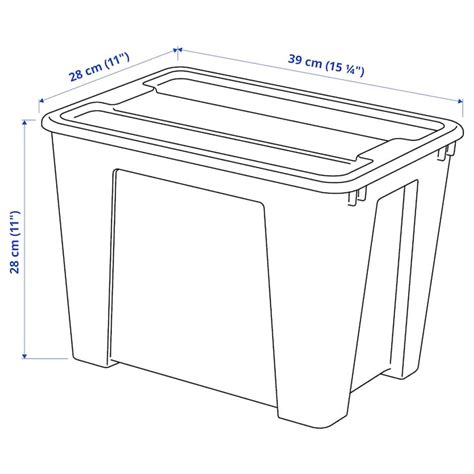 SAMLA box with lid, transparent, 39x28x28 cm/22 l (15 ¼x11x11"/6 gallon ...