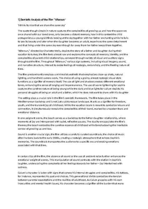 Semiotic Analysis of "Aftersun": Exploring Memory & Identity in Film ...