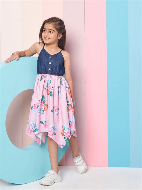 Shop Denim Lilac Dress for Girls Online