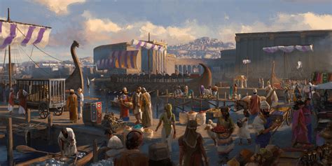 Carthage's bustling great harbor or Cothon by Luis Medina, with its ...