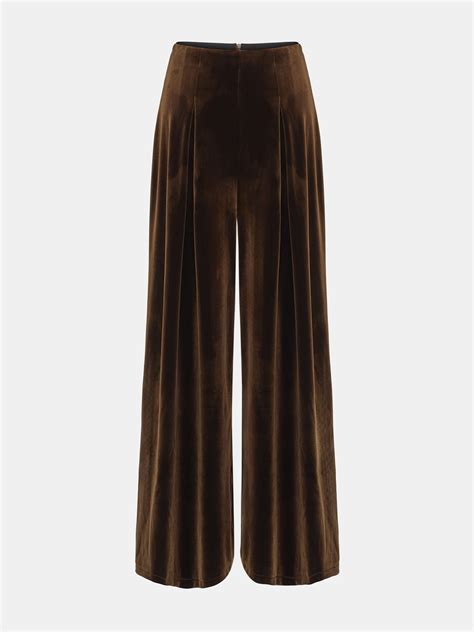 Wide-Leg Velvet Trousers, Brown – SourceUnknown