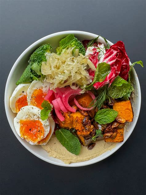 Warm Pumpkin & Ferments Bowl with 6 Minute Eggs - Brooke Kelly Nutrition