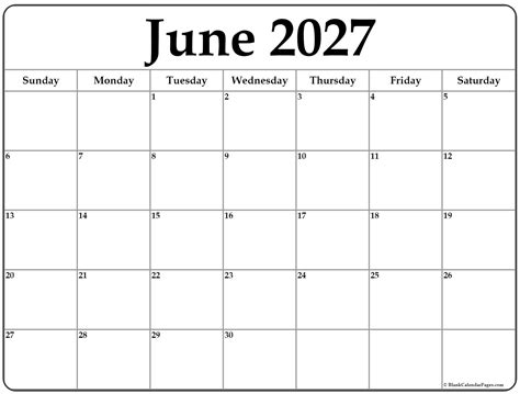 June 2027 calendar | free printable calendars
