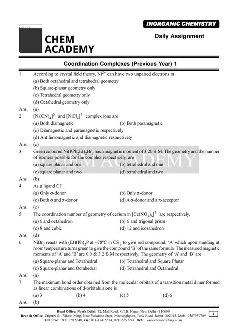 Coordination (Previous Year) 1 - Head Office: North Delhi: 72, Mall ...