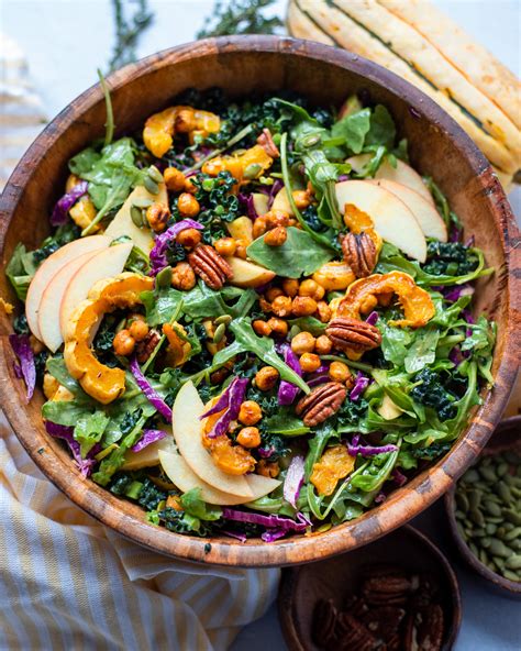 Autumn Kale Salad with Delicata Squash and Maple Dijon Dressing ...