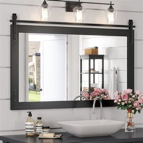 Amazon.com: Mestikits Farmhouse Mirror 41x26 Inch, Black Rustic ...