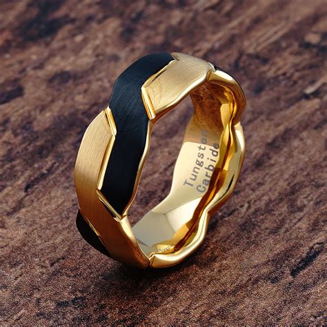 Black Tungsten And Gold Mens Wedding Bands at Phoebe Wardill blog