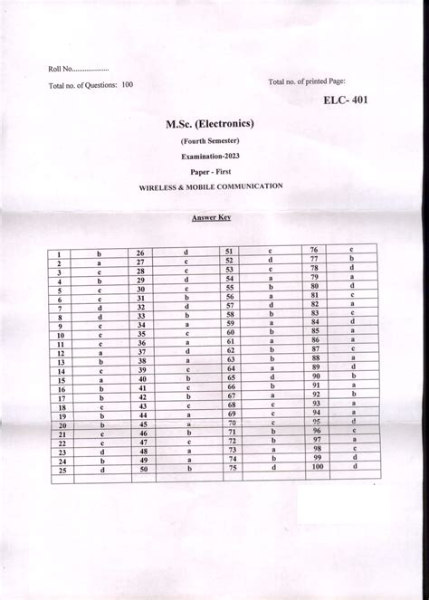 Answer Keys 2023 | Chhatrapati Shahu Ji Maharaj University, Kanpur