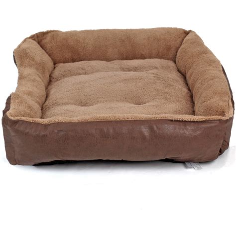 Easipet Dog Pet Bed Small-XXLarge Faux Leather Fleece in Brown