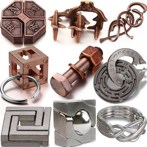 Snapklik.com : Wettarn 9 Pcs Metal Brain Teaser Puzzles Teaser 3D Steel ...