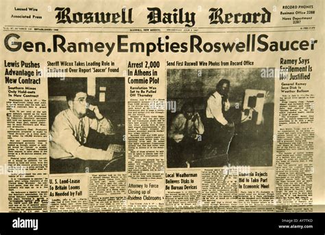 Headlines from the original front page of the Roswell Daily Record ...