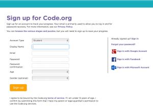 Code.org Sign Up 的图像结果