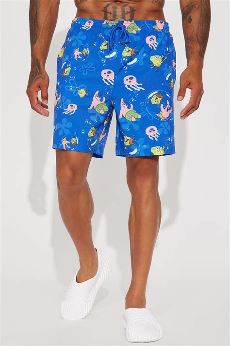 Spongebob Bubble Swim Trunks - Blue | Fashion Nova