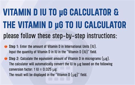 Vitamin D Calculator UG to IU and IU to UG